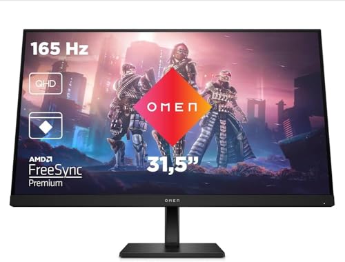 HP OMEN 32q Monitor de jogos QHD de 32" (2560 x 1440 a 165 Hz, IPS, 16:9, 1 ms, HDMI, antirreflexo, DisplayPort, AMD FreeSync Premium, compatível com consolas) preto