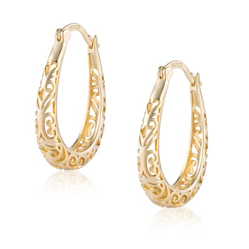 ALEXCRAFT Brincos de argola de prata de lei 925 para mulher, brincos de argola ovais de prata, hipoalergénicos, pequenos em forma de U, para presentes de joalharia