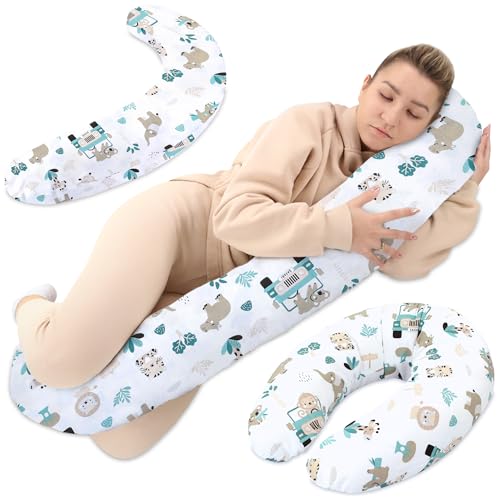 Totsy Baby Almofada grávida XXL - Almofada para dormir lateral almofada grávida dormir e amamentação almofada longa almofada com capa 190 cm, África
