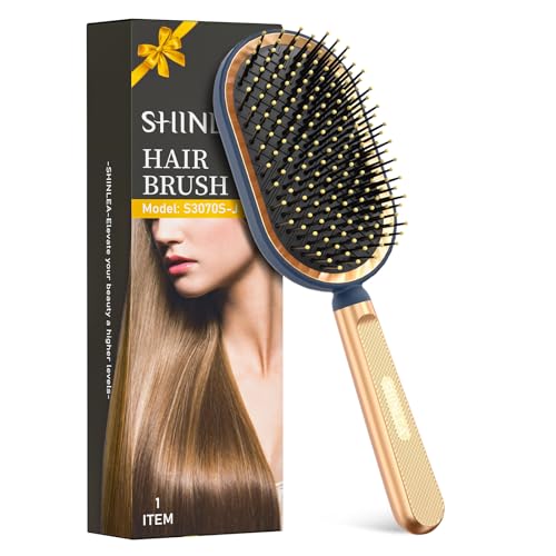 Escova de cabelo-SHINLEA escova de cabelo para cabelos longos, encaracolados ou finos, escova de cabelo pneumática para desembaraçar para mulheres, homens e filhos, com cabo metálico de luxo.