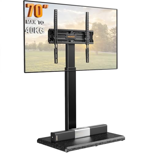 PERLEGEAR Suporte de TV de pé universal para televisores de 30 a 70 polegadas, suporte para televisão com piso ajustável para rotação e inclinação, carga máxima de 40 kg, adapta-se a VESA de 75 x 75