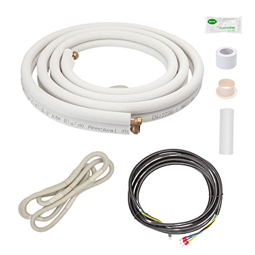 Cherbowing Kit Tubi Rrame per Climatizzatore 2 x 4 MT Da 1/4" 3/8" para 9000/12000 BTU(2 x 4 m 1/4" + 3/8")