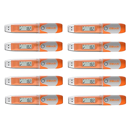 Elitech Registrador de dados de temperatura e humidade Data Logger USB, 32000 gravações, PDF CSV & PDF alarmes RC-51H 10 Packs