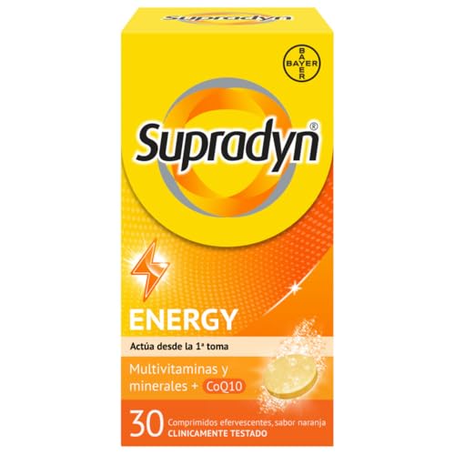 Supradyn Energy multivitaminas para todos com vitamaminas, minerais e coenzima Q10, ajudam a ativar e manter a sua energia e reduzir o cansaço, 30 comprimidos fervescentes