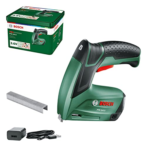 Bosch Home and Garden Agrafador a bateria PTK 3.6 LI (bateria integrada, V, 30 impactos/min, em caixa de metal)