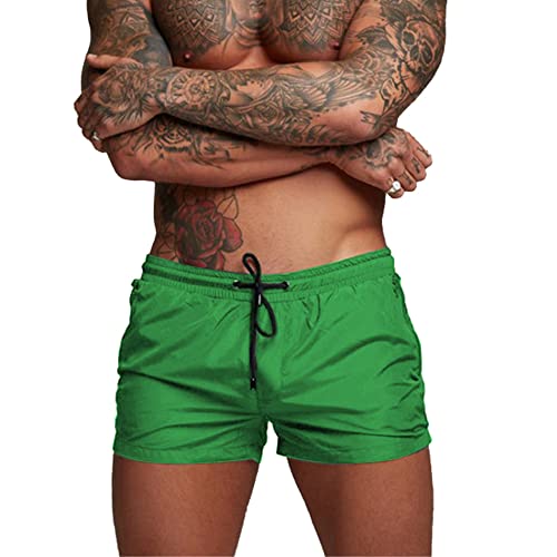 Donason Calções de banho para homem secagem rápida fatos de banho para homens calções desportivos para correr com forro de malha e bolsos