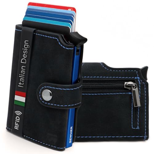 BEWMER Carteira porta-cartões 2 para homem e mulher com porta-moedas | carteira minimalista porta-cartões de crédito (proteção RFID), bilhetes e moedas