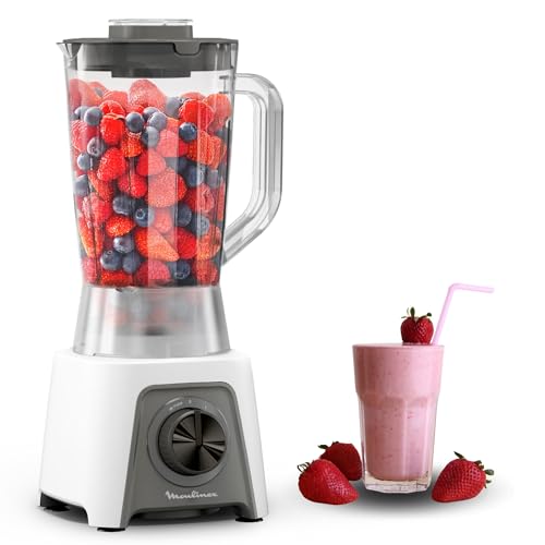 Moulinex Mix & Move LM15FD Liquidificadora individual, batedeira de 4 lâminas com 2 recipientes portáteis de 600 ml