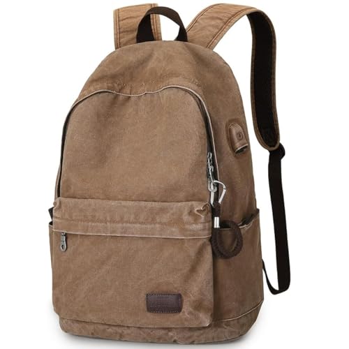 Muzee Mochila de lona para homem mochila estudantil mochila para laptop de 16,5 polegadas, caqui, Moderno