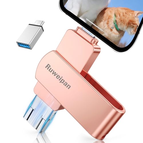 Ruweipan Pendrive para telemóvel, [sem aplicação] memória externa 512 GB mini Photo Stick USB 3.0 transmissão de alta velocidade 4 em 1 caneta drive para tipo C-Phone iOS/OTG Smartphone/PC/Laptop, 512