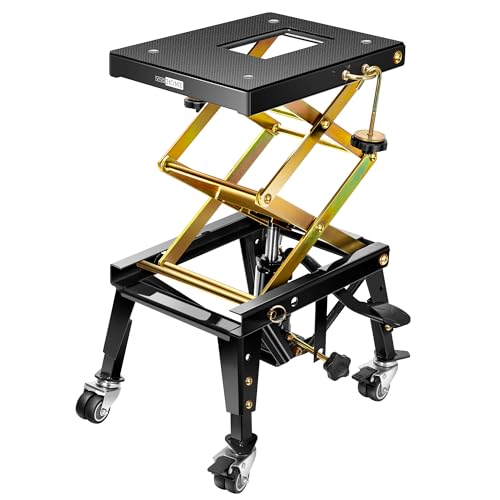 VIVOHOME Gato hidráulico 158 kg elevação de motocicleta jack mesa de pé operado ATV Dirt Bike tesoura suporte com 4 rodas