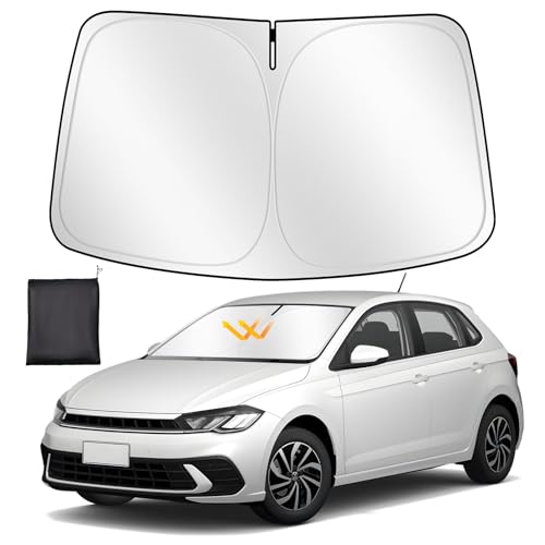 ZATOOTO Para-sol para VW Polo 2018-2024, para-sol carro dianteiro dobrável, grosso e refletor de poliéster bloqueia os raios UV e mantém o carro mais fresco