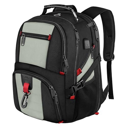 MATEIN Mochila de homem grande, mochila de trabalho para portátil com porta de carregamento USB multifuncional grande volume compartimento multibolso impermeável para viagens, trabalho, uso diário