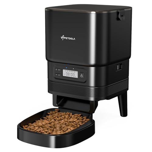 Dispensador automático de comida para gatos, dispensador de comida para gatos com controlo programável de porções, 1-6 refeições por dia, dispensador de comida seca para gatos e cães (ferroso, 4 l)