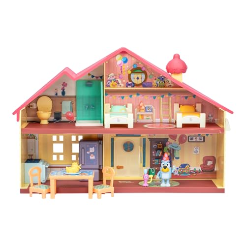 Bluey Casa de celebrações ajuda a celebrar o seu aniversário. com 11 acessórios e móveis, remova e coloque, mais 1 figura exclusiva 6,3 cm