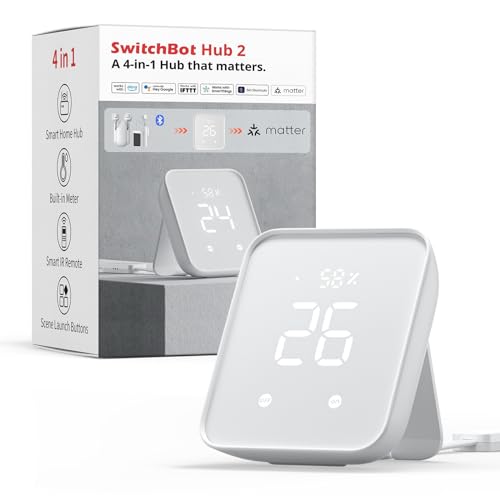 SwitchBot Hub 2, termómetro higrômetro WiFi, controlo remoto IR, controlo remoto inteligente e sensor de luz, conecta o SwitchBot a Wi-Fi (2,4 GHz), compatível com Alexa&Google Assistant