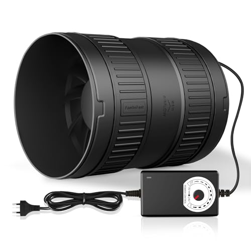 FanGoFast Extrator de ar de 150 mm com controlador ajustável, 587 m³/h DC motor em linha ventilador extrator de conduta para casa de banho, booster, loja de cultivo, garagem, cozinha