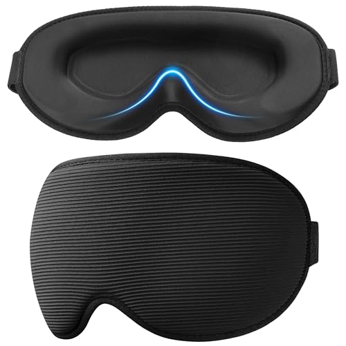 Gritin 100% anti-luz anti-face para dormir, máscara de dormir para mulher e homem, sem pressão ocular para dorminhos de lado - com alça ajustável e tapões, ultra suave e confortável para dormir
