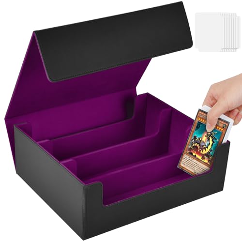 Aolso Caixa de baralhos para cartas, Deck Box para 2400 PTCG cartas sem capas, flip caixa de armazenamento de cartões com 8 cartões Dividers, para MTG TCG PTCG para colecionar e trocar (roxo)