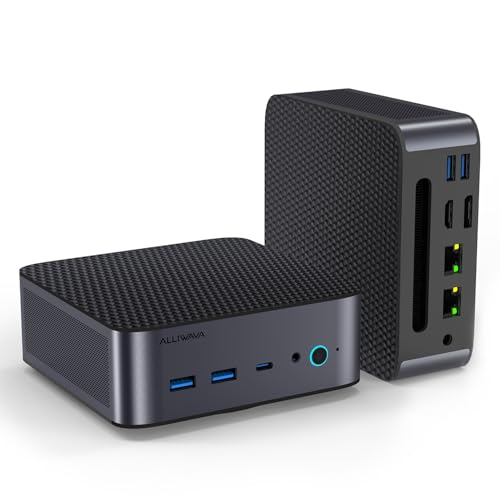 ALLIWAVA H90Pro Mini PC, AMD Ryzen 7 8745HS (8C/16H, até 4,9 GHz), Radeon 780M, 32 GB DDR5, SSD PCIe 1TB, 2 x LAN 2,5G, WiFi 6, HDMI/USB-C/DP Otput, PC compacto para Jug egos, escritório Cineira