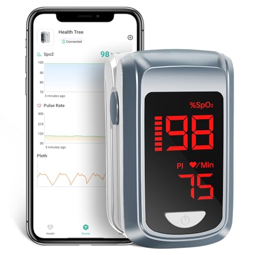 Pulsioxímetro oxímetro dedo profissional, HOLFENRY oxímetro dedo profissional digital com ecrã LED para medição SpO2, monitor de saturação de oxigénio, ecrã LED (preto)