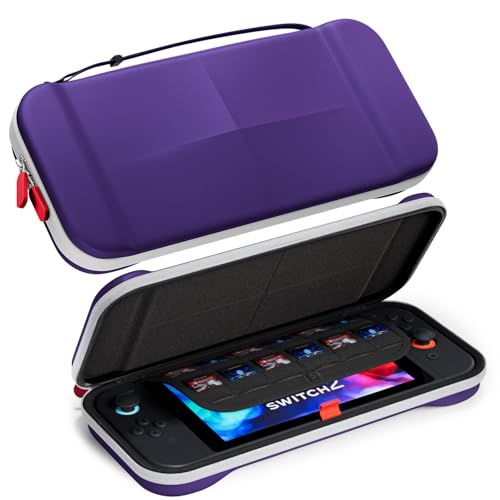 ProCase Funda Protectora Slim para Nintendo Switch 2, con 12 Ranuras para Tarjetas de Juego, Estuche rígido y portátil de Almacenamiento para Consola,Púrpura