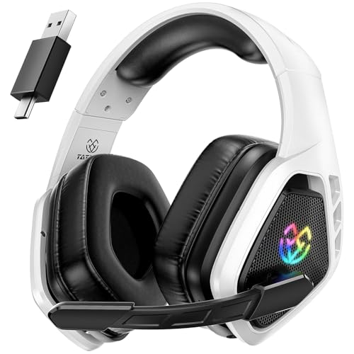 Capacetes Gaming sem fios 7,1 para Ps5/Ps4/PC, auriculares Bluetooth com microfone com cancelamento de ruído, 2,4 GHz USB-C, 40 H bateria para Switch/Mac/portátil