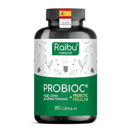 Probióticos e prebióticos intestinais, 180 cápsulas, 25 cepas bacterianas inulina, 60 mil milhões de UFC, Lactobacillus, Bifidobacterium, concentração máxima