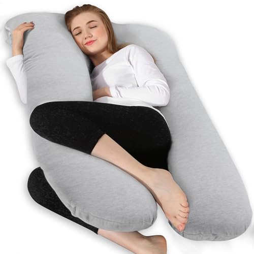 Chilling Home Almofada de gravidez, almofada para dormir lateral em forma de U com capa, almofada de amamentação almofada de posicionamento grande para mulheres, cinzento