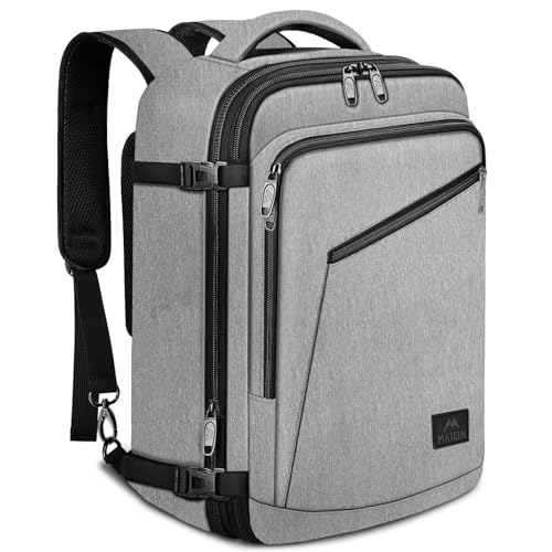 MATEIN Mochila viagem cabine avião, mochila de viagem mulher e homem com capacidade expansível para companhias aéreas, mochila leve e impermeável bagagem de mão para universidade, trabalho e negócios