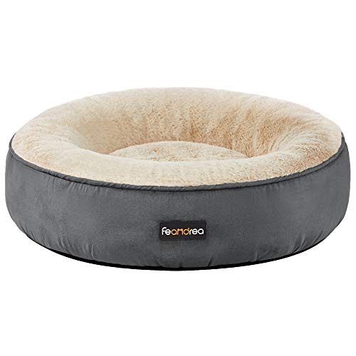 Feandrea Cesta de cães redonda, cama redonda, ø 50 cm, cinzento-escuro PGW050G02