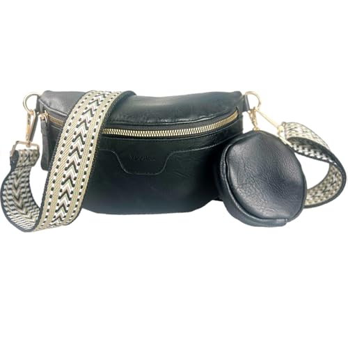 Vpoofree Mala de tiracolo mulher pequena couro PU mala de ombro moda crossbody bag com ombro removível e ajustável, Preto malas de ombro pequenas, Contemporâneo