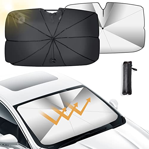 Oziral Para-sol para-brisas dianteiro para carro, guarda-chuva guarda-sol para-sol para carro, evita riscos guarda-sol dobrável proteção UV guarda-chuva para a maioria dos veículos 73 cm * 130 cm (29