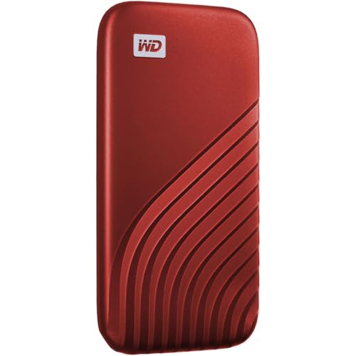 WD My Passport 2TB SSD externo portátil, disco rígido externo SSD com velocidade de leitura de até 1050 MB/s, 1000 MB/s, funciona com PC, Xbox e Playstation, vermelho