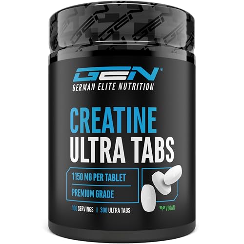 Creatine Ultra Tabs - 300 comprimidos com 1150 mg de creatina monohidrato pura cada - 100 aplicações - Premium: Ultrafino fator de malha de 200 - altamente dosado - Vegan