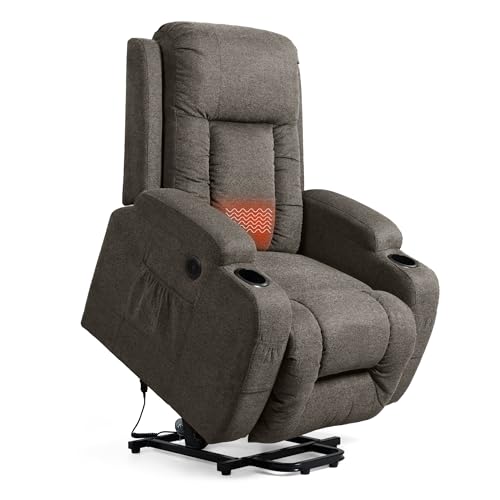 FLEXISPOT Poltrona de massagem elétrica calor poltrona reclinável 145º com 8 zonas de massagem, calor lombar, com USB/bolso lateral, e porta-copos, superfície de tecido de qualidade (inclui comando) -