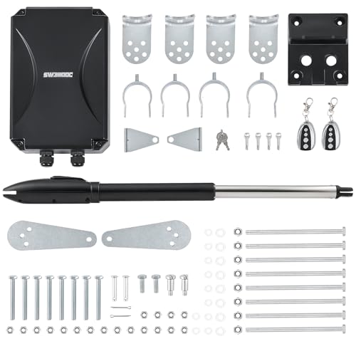 CO-Z 300 kg Motor porta batente, kit motor porta batente 1 folha motor porta batente com 2 controlos remotos e chaves de libertação