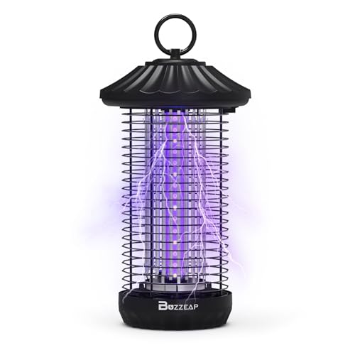Candeeiro anti-mosquitos - alta eficiência 3800 V 15 W UV mata mosquitos elétrico, silencioso e sem químicos, IPX4 impermeável, para interior e exterior, cobertura 150 - 200 m²