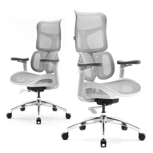 SIHOO Cadeira ergonómica de escritório Doro S100 - com suporte duplo dinâmico, encosto ajustável em 5 níveis, apoio de braços coordenados em 4D adequado para escritório em casa (S100 branco)