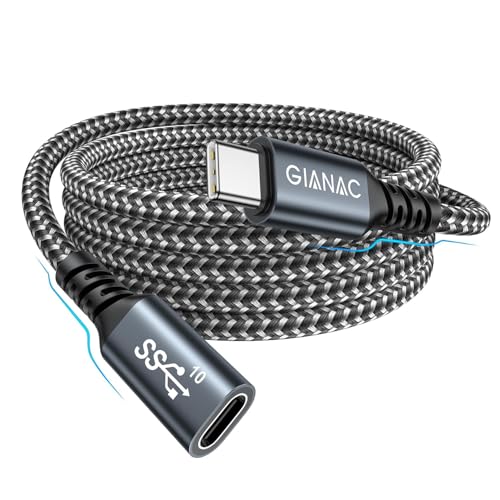 Cabo de extensão USB C 2 M, 3,2 Gen 2 10 Gbps vídeo 4 K@60 Hz, extensão USB C Thunderbolt 3 de carregamento rápido de 100 W, compatível com iPhone 15 15 Plus 15 Pro, MacBook Pro Air, iPad Pro, G.