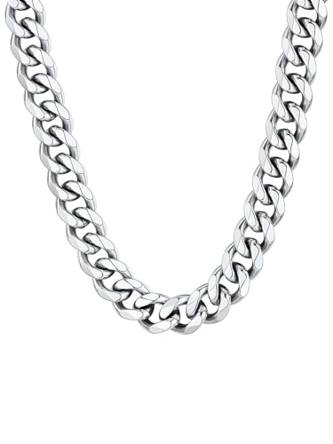 ChainsHouse Corrente cubana unissexo, 3, 6, 9 ou 12 mm de largura, 45 - 76 cm de comprimento, preto, dourado ou prateado