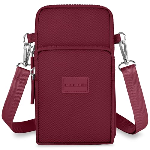 Aucuu - Bolsa de ombro pequena mulher de nylon, bolsa de telemóvel para mulher, com porta para auriculares para telemóveis e alça ajustável, guardar telemóvel de até 7"