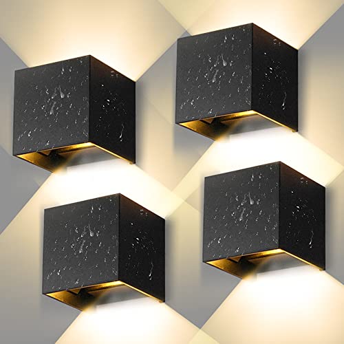 CHENBEN Aplique parede exterior 12 W 3000 K lâmpada exterior LED 4 peças, IP65 para parede impermeável, aplique parede interior ajustável é adequada para quarto, pátio, terraço