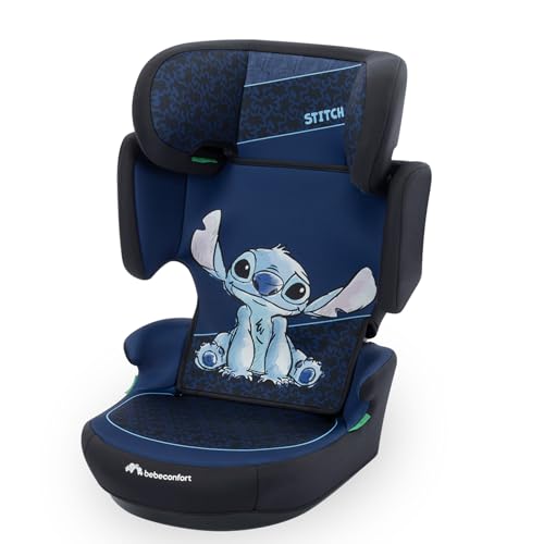 Bebeconfort Disney RoadSafe i-Size, assento elevador de carro encosto, 3,5-12 anos (100-150 cm), cadeira de carro Stitch, cinto de segurança de instalação, 14 posições de repouso de cabeça, Authentic