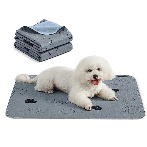 Feandrea Tapetes laváveis para cães, tapetes absorventes reutilizáveis, 91 x 86 cm, conjunto de 2, M, impermeáveis, antiderrapantes, alta absorção, para gatos, coelhos, cinzento PTD034G01