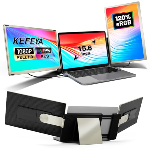 KEFEYA Monitor portátil de 15,6" para todos os tamanhos de computadores portáteis vem com HUB H5-T, extensor de ecrã portátil 80 NTSC FHD 1080P Laptop Screen Extender HDMI/USB-C Plug and Play para Mac