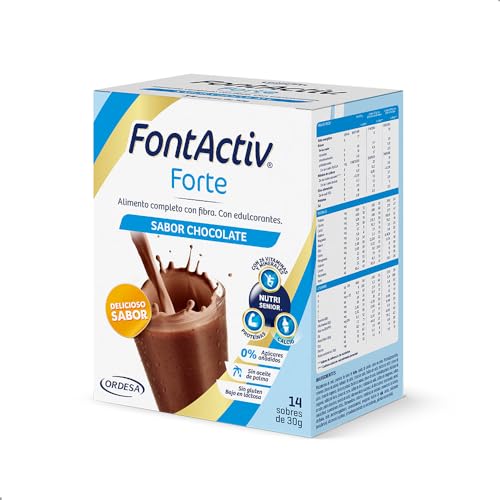 FontActiv Forte sabor chocolate | 14 envelopes | suplemento nutricional com fibra para adultos - 0% açúcares adicionados