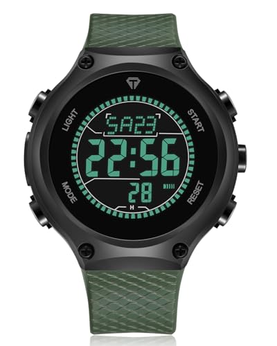 CIVO Relógios de pulso digitais desportivos militares com grandes números à prova de água até 50 m relógio preto de pulseira casual para homens de borracha