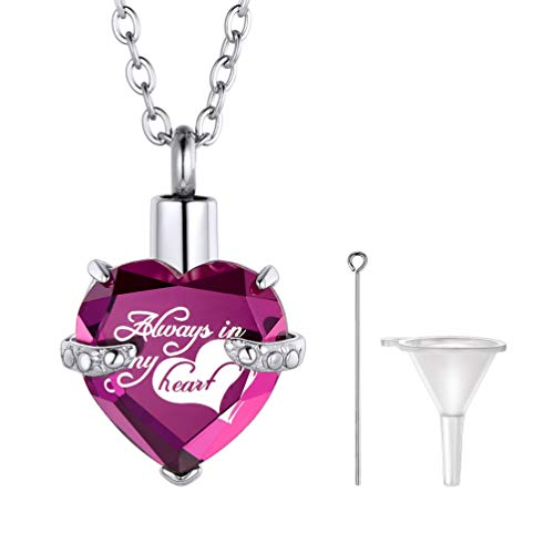 PROSTEEL Pingente porta-cinzas sempre no meu coração, forma de árvore da vida/coração/cruz/barra/gota de água/santa maria, colar personalizável com acessórios para medidor de cinzas