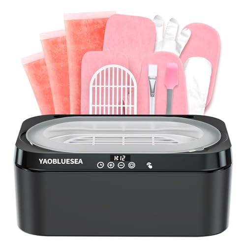 YAOBLUESEA Conjunto de banho de parafina, banho de parafina banho de cera para mãos e pés 200 W 4000 ml banho de parafina profissional com 3 x 450 g de cera de parafina e acessórios preto